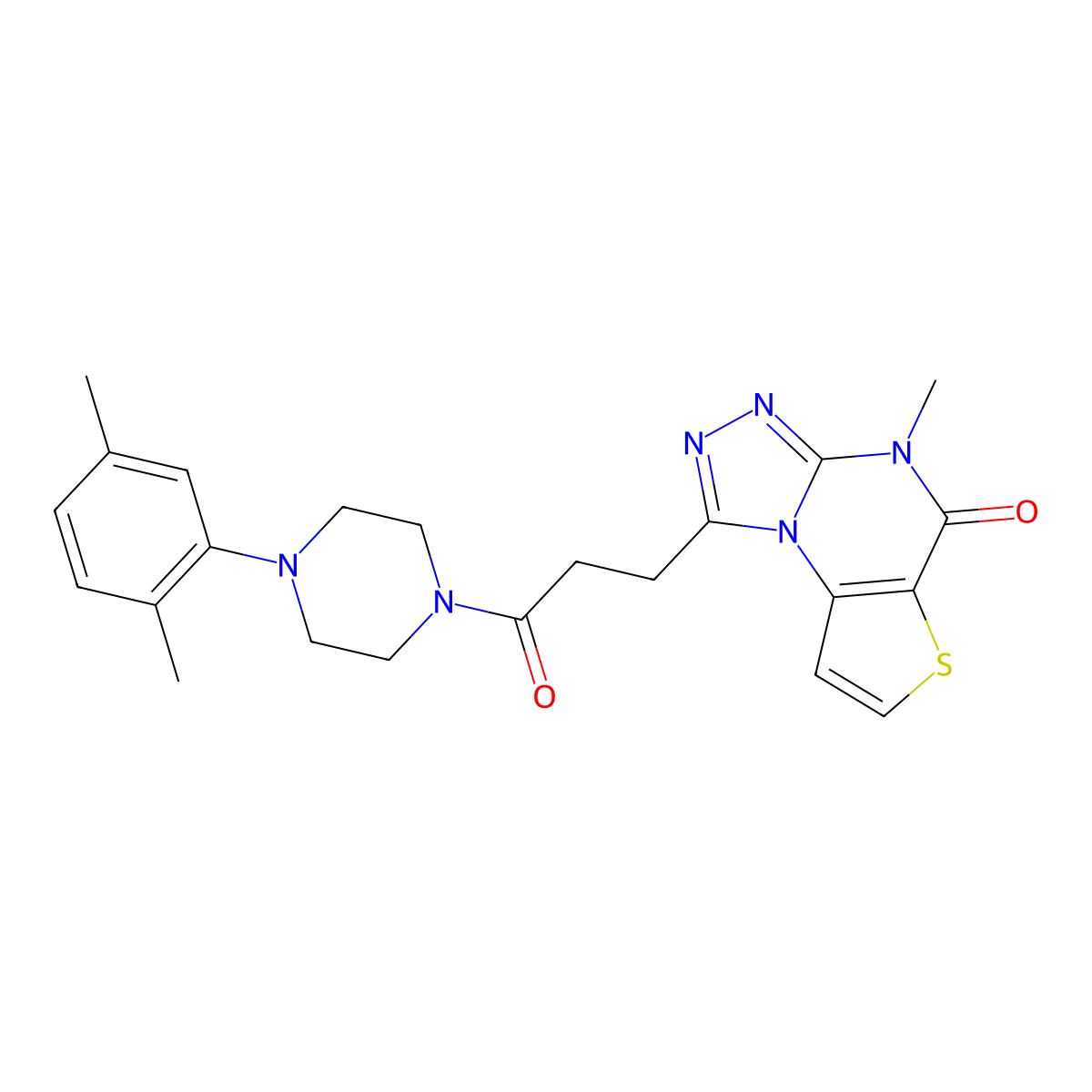 1-(3-(4-(2,5-dimethylphenyl)piperazin-1-yl)-3-oxopropyl)-4-methylthieno[2,3-e][1,2,4]triazolo[4,3-a]pyrimidin-5(4H)-one molecular structure, CAS 1217000-58-2