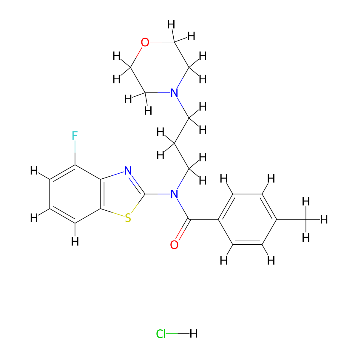 N-(4-fluorobenzo[d]thiazol-2-yl)-4-methyl-N-(3-morpholinopropyl)benzamide hydrochloride molecular structure, CAS 1217000-94-6
