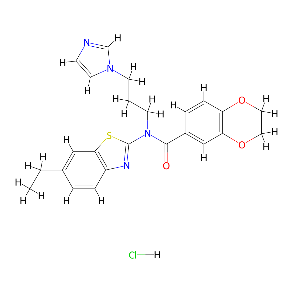 N-(3-(1H-imidazol-1-yl)propyl)-N-(6-ethylbenzo[d]thiazol-2-yl)-2,3-dihydrobenzo[b][1,4]dioxine-6-carboxamide hydrochloride molecular structure, CAS 1217001-01-8