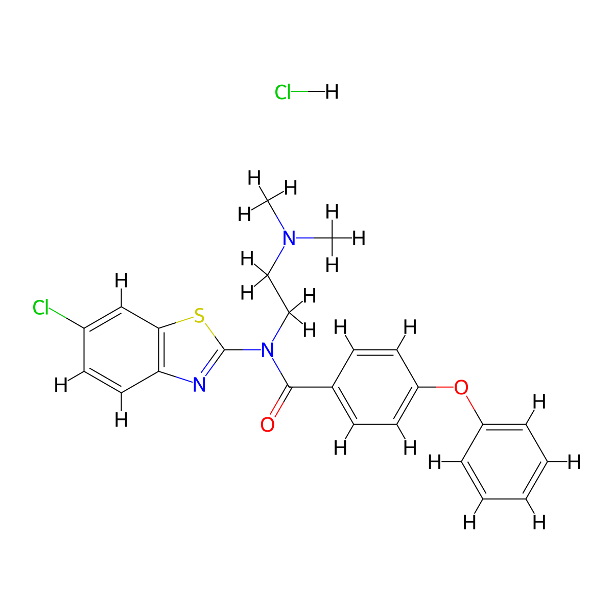 N-(6-chlorobenzo[d]thiazol-2-yl)-N-(2-(dimethylamino)ethyl)-4-phenoxybenzamide hydrochloride molecular structure, CAS 1217003-46-7