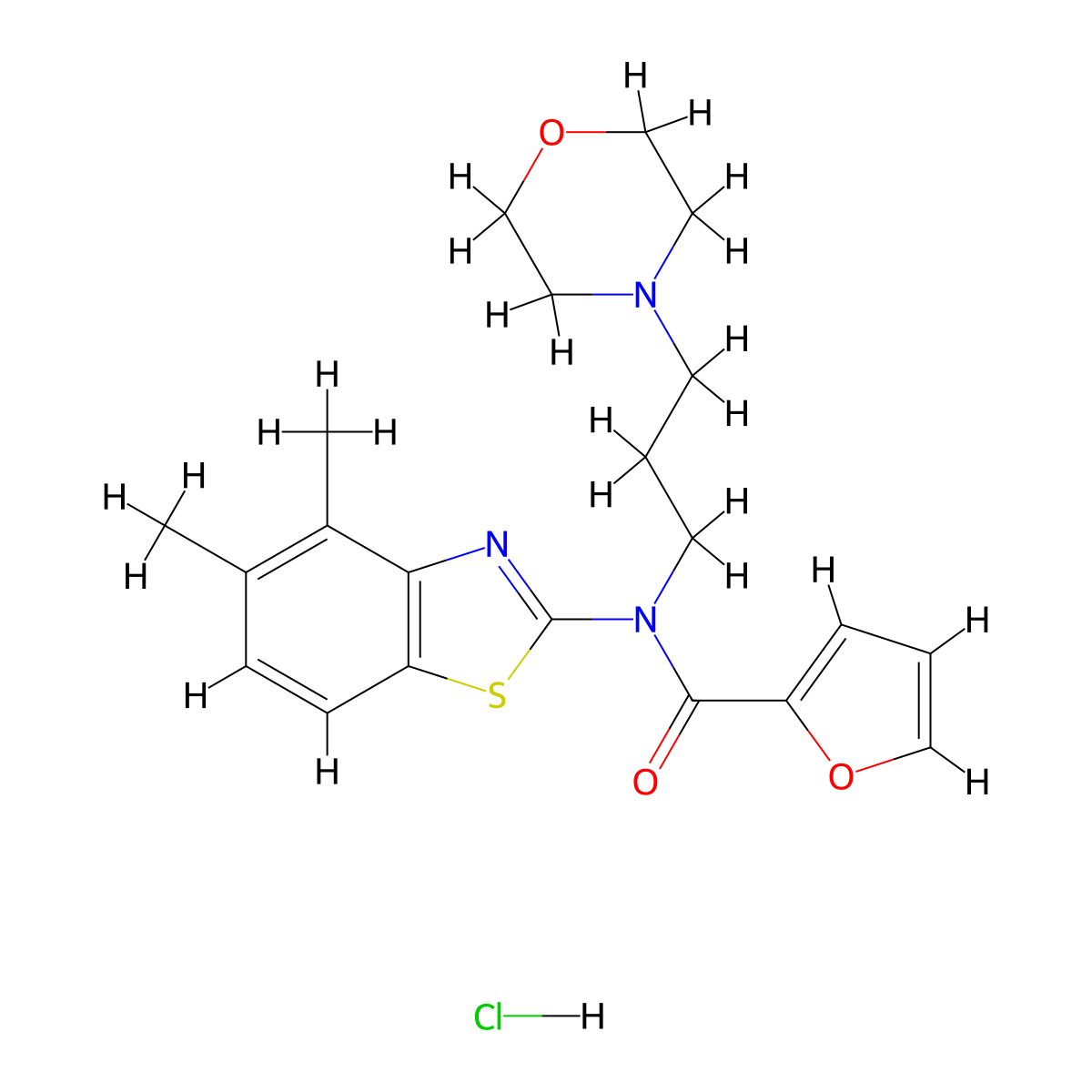 N-(4,5-dimethylbenzo[d]thiazol-2-yl)-N-(3-morpholinopropyl)furan-2-carboxamide hydrochloride molecular structure, CAS 1217003-66-1