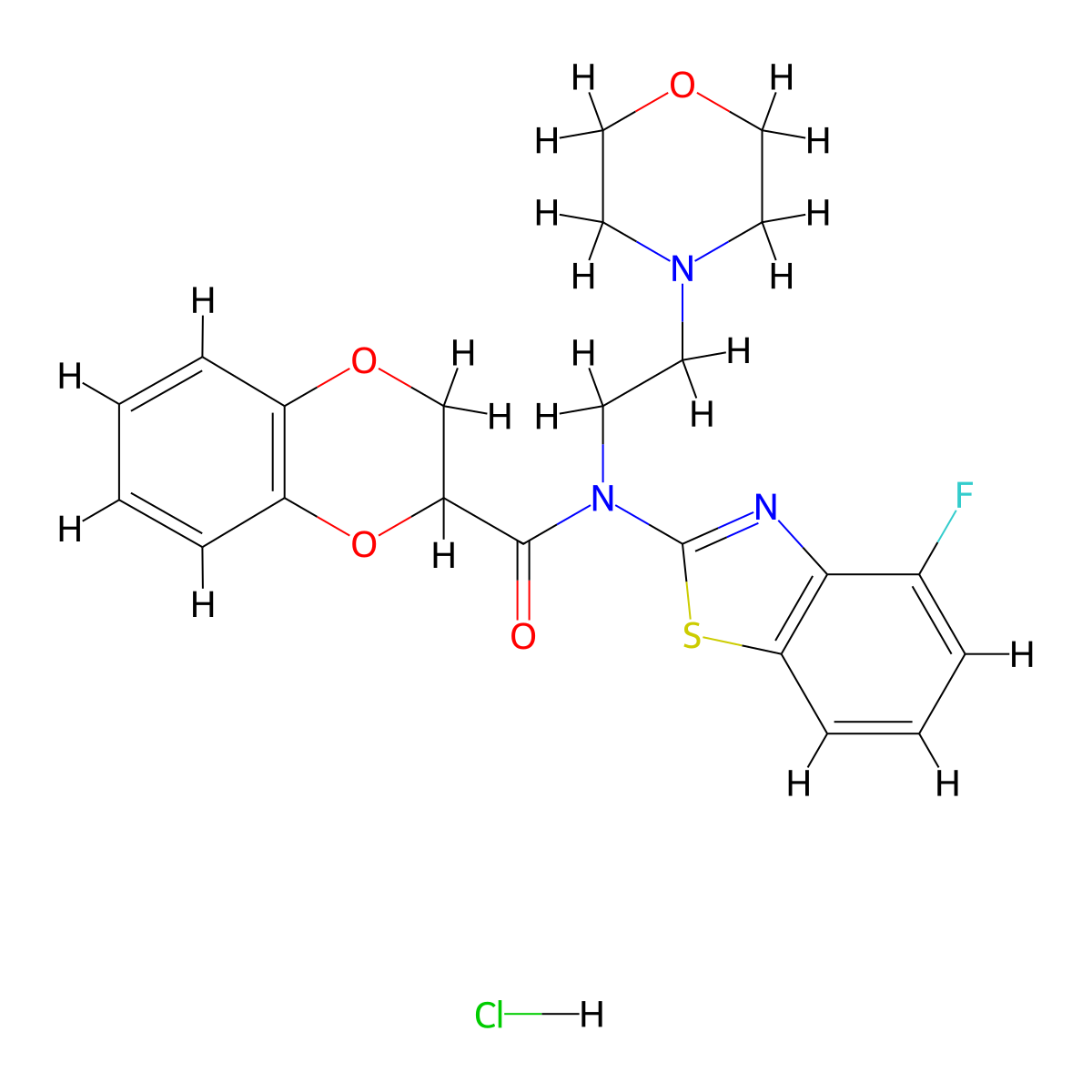 N-(4-fluorobenzo[d]thiazol-2-yl)-N-(2-morpholinoethyl)-2,3-dihydrobenzo[b][1,4]dioxine-2-carboxamide hydrochloride molecular structure, CAS 1217006-10-4