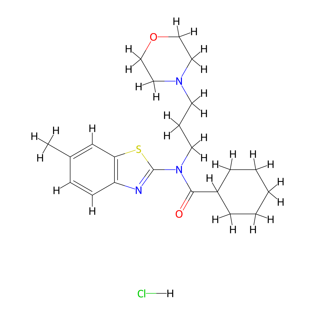 N-(6-methylbenzo[d]thiazol-2-yl)-N-(3-morpholinopropyl)cyclohexanecarboxamide hydrochloride molecular structure, CAS 1217007-53-8