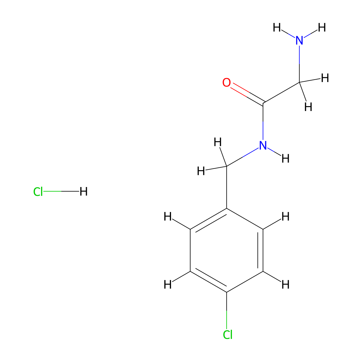 2-Amino-N-(4-chlorobenzyl)acetamide hydrochloride molecular structure, CAS 1217007-65-2