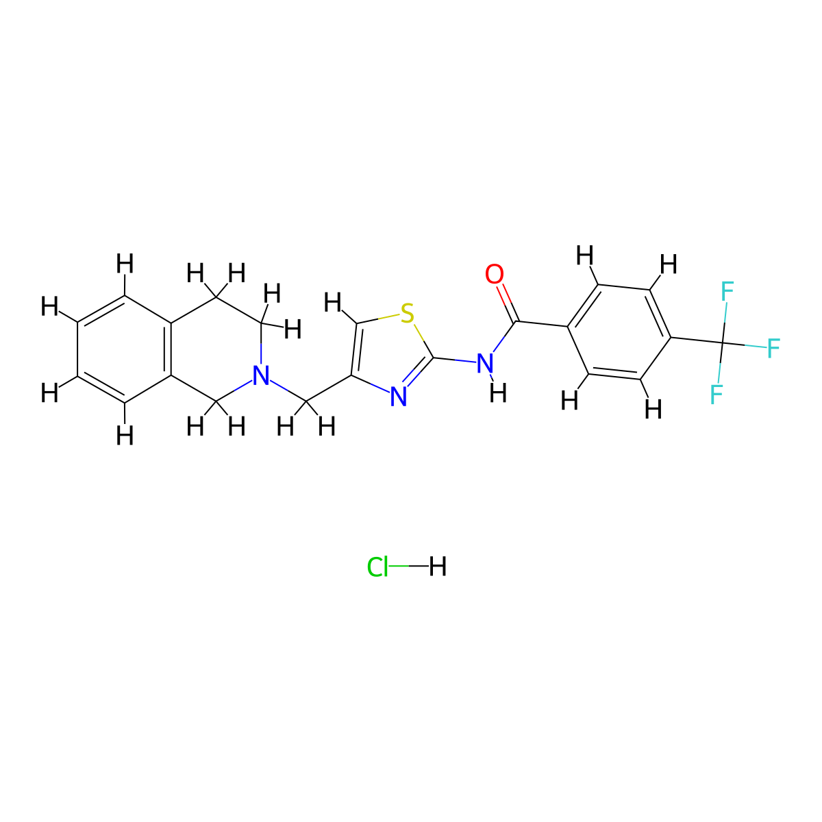 N-(4-((3,4-dihydroisoquinolin-2(1H)-yl)methyl)thiazol-2-yl)-4-(trifluoromethyl)benzamide hydrochloride molecular structure, CAS 1217009-89-6