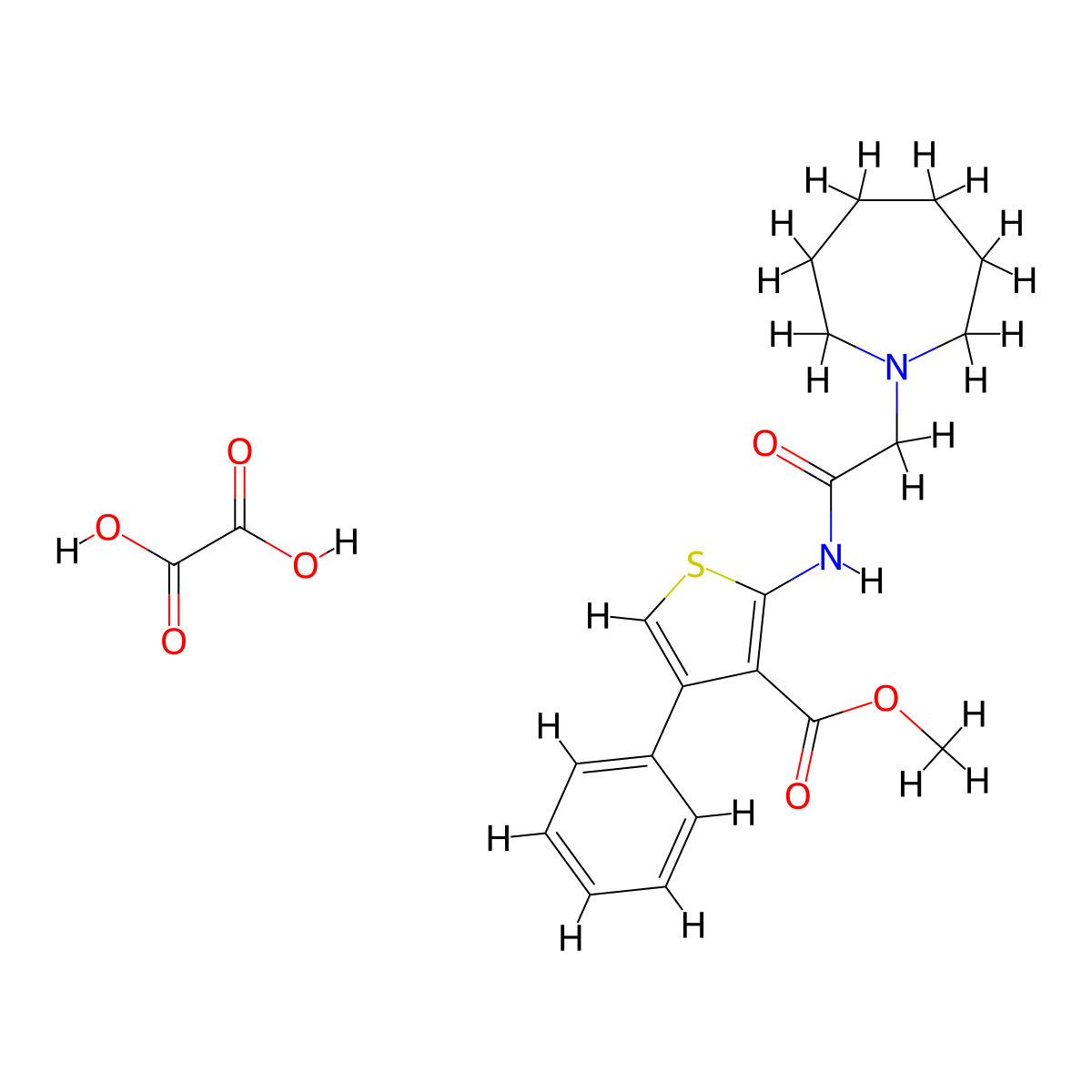 Methyl 2-[2-(azepan-1-YL)acetamido]-4-phenylthiophene-3-carboxylate; oxalic acid molecular structure, CAS 1217010-77-9
