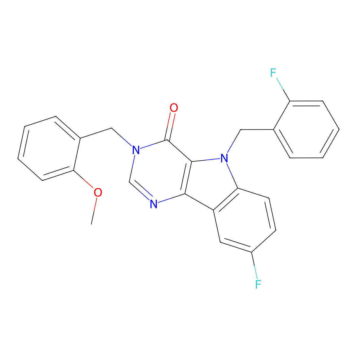 8-fluoro-5-(2-fluorobenzyl)-3-(2-methoxybenzyl)-3H-pyrimido[5,4-b]indol-4(5H)-one molecular structure, CAS 1217010-89-3