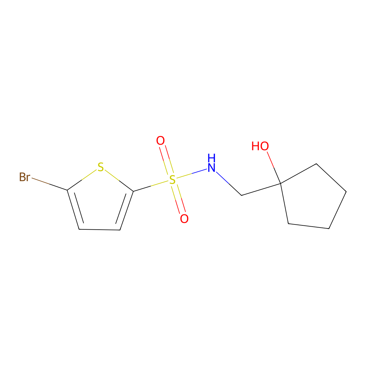 5-bromo-N-[(1-hydroxycyclopentyl)methyl]thiophene-2-sulfonamide molecular structure, CAS 1217013-00-7
