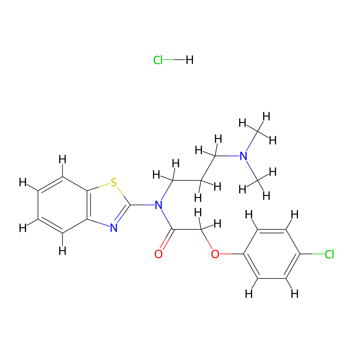 N-(benzo[d]thiazol-2-yl)-2-(4-chlorophenoxy)-N-(3-(dimethylamino)propyl)acetamide hydrochloride molecular structure, CAS 1217015-83-2