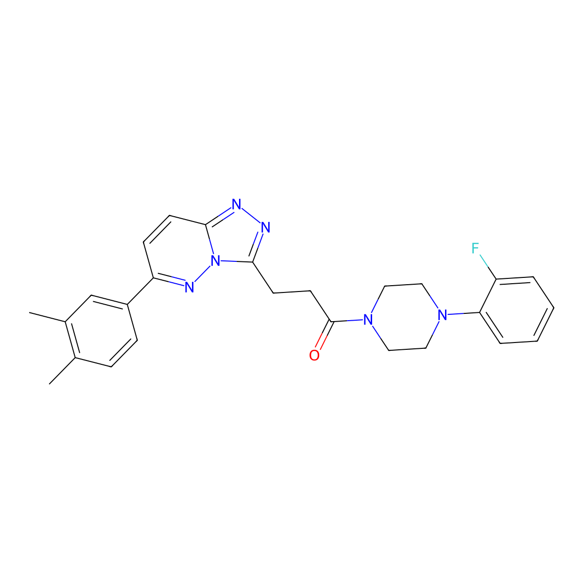 3-[6-(3,4-Dimethylphenyl)-[1,2,4]triazolo[4,3-b]pyridazin-3-yl]-1-[4-(2-fluorophenyl)piperazin-1-yl]propan-1-one molecular structure, CAS 1217016-45-9