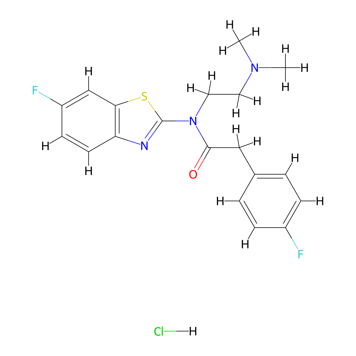 N-(2-(dimethylamino)ethyl)-N-(6-fluorobenzo[d]thiazol-2-yl)-2-(4-fluorophenyl)acetamide hydrochloride molecular structure, CAS 1217018-30-8
