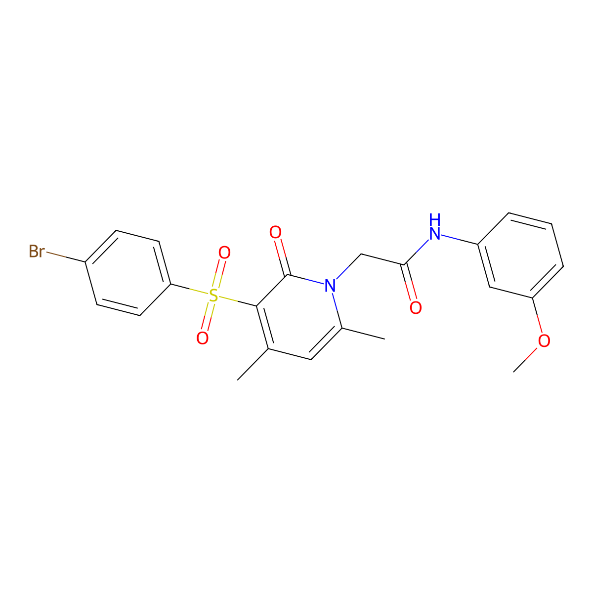 2-(3-((4-bromophenyl)sulfonyl)-4,6-dimethyl-2-oxopyridin-1(2H)-yl)-N-(3-methoxyphenyl)acetamide molecular structure, CAS 1217018-80-8