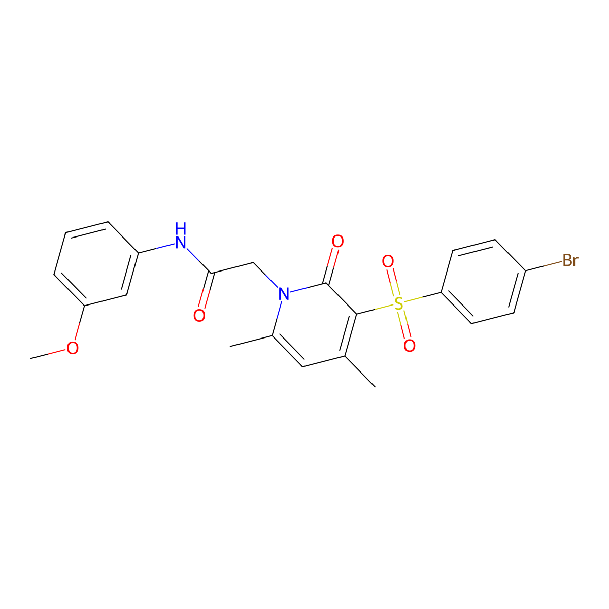 2-(3-((4-bromophenyl)sulfonyl)-4,6-dimethyl-2-oxopyridin-1(2H)-yl)-N-(3-methoxyphenyl)acetamide molecular structure, CAS 1217018-80-8