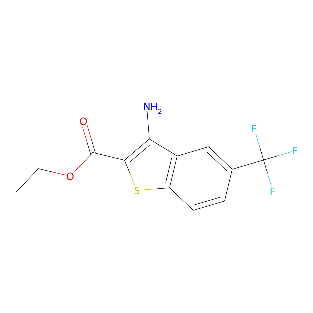 Ethyl 3-Amino-5-(trifluoromethyl)-1-benzothiophene-2-carboxylate molecular structure, CAS 1217018-83-1
