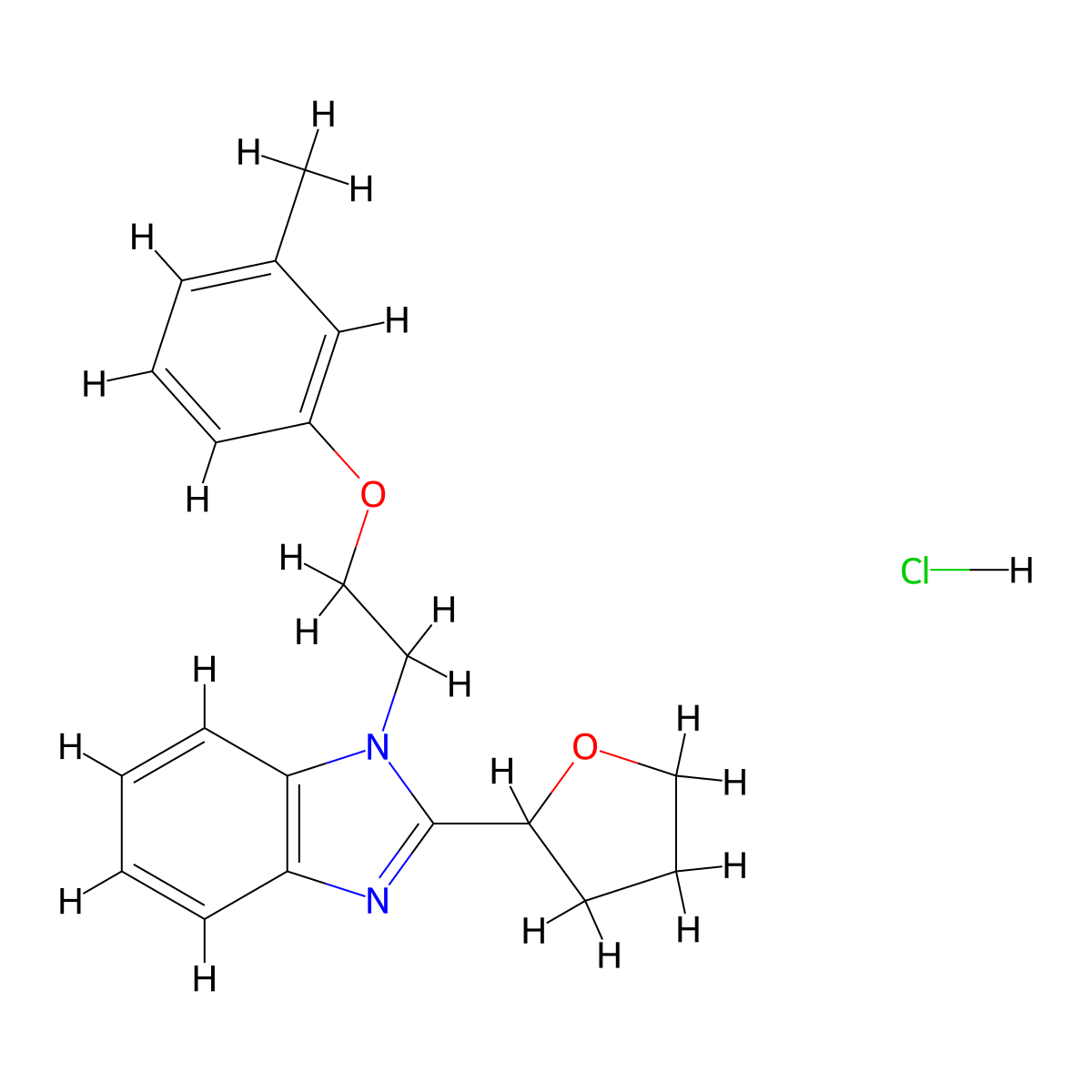 2-(tetrahydrofuran-2-yl)-1-(2-(m-tolyloxy)ethyl)-1H-benzo[d]imidazole hydrochloride molecular structure, CAS 1217019-26-5