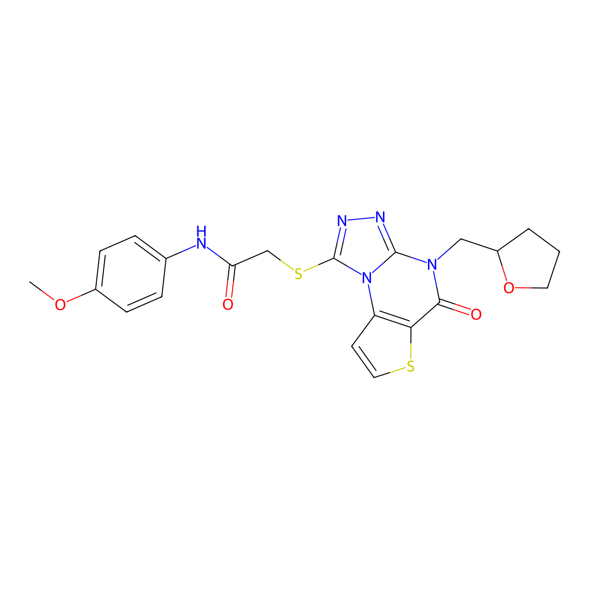 N-(4-methoxyphenyl)-2-({7-oxo-8-[(oxolan-2-yl)methyl]-5-thia-1,8,10,11-tetraazatricyclo[7.3.0.0^{2,6}]dodeca-2(6),3,9,11-tetraen-12-yl}sulfanyl)acetamide molecular structure, CAS 1217019-87-8