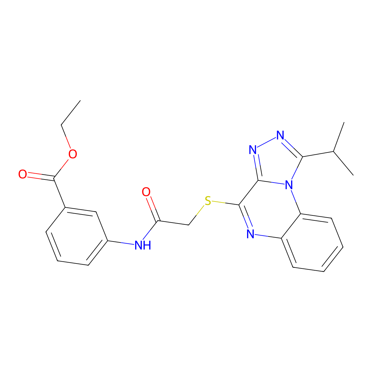 Ethyl 3-(2-{[1-(propan-2-yl)-[1,2,4]triazolo[4,3-a]quinoxalin-4-yl]sulfanyl}acetamido)benzoate molecular structure, CAS 1217019-95-8
