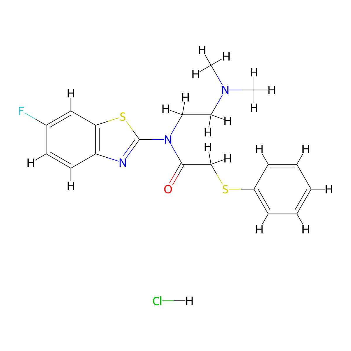 N-(2-(dimethylamino)ethyl)-N-(6-fluorobenzo[d]thiazol-2-yl)-2-(phenylthio)acetamide hydrochloride molecular structure, CAS 1217020-30-8