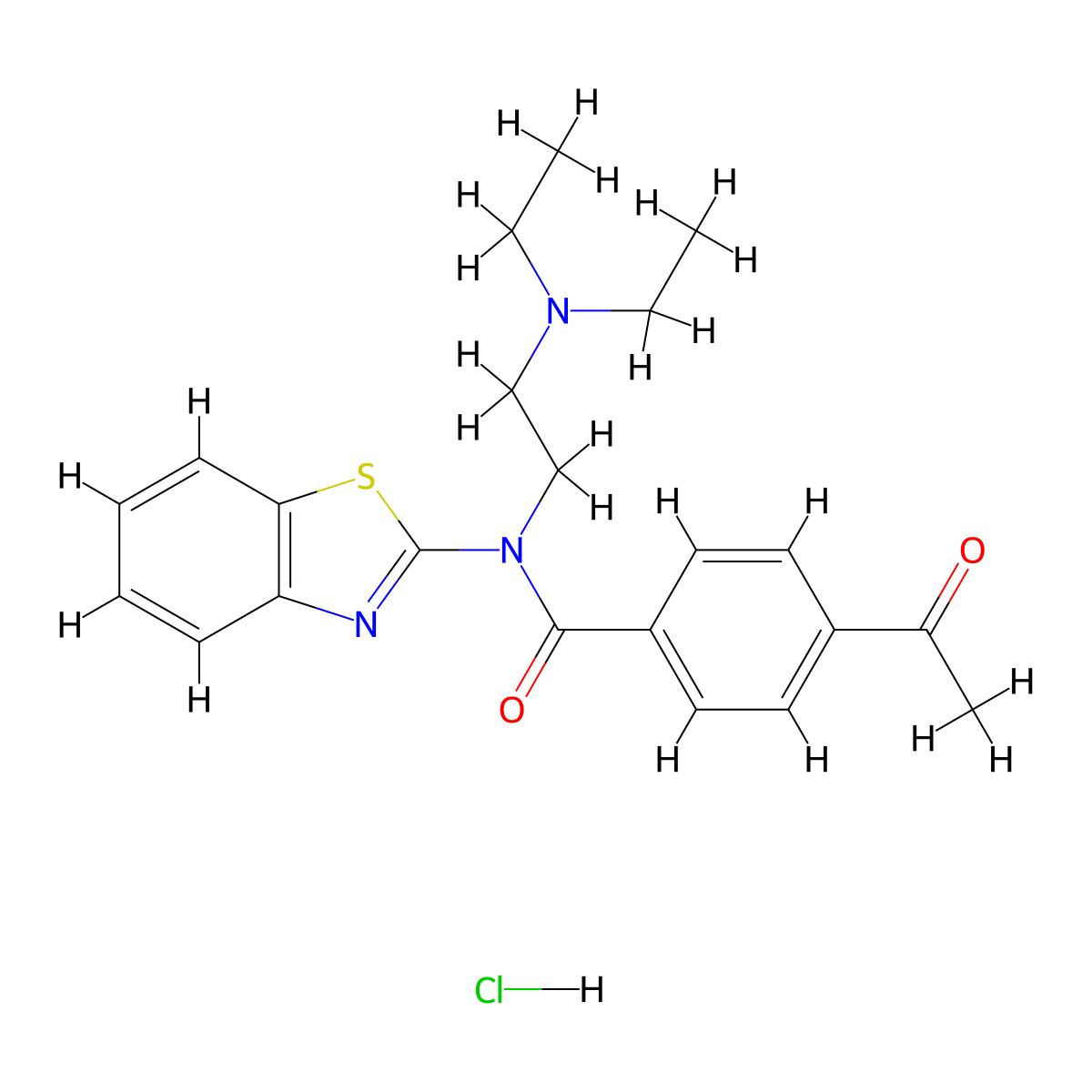 4-acetyl-N-(benzo[d]thiazol-2-yl)-N-(2-(diethylamino)ethyl)benzamide hydrochloride molecular structure, CAS 1217021-34-5