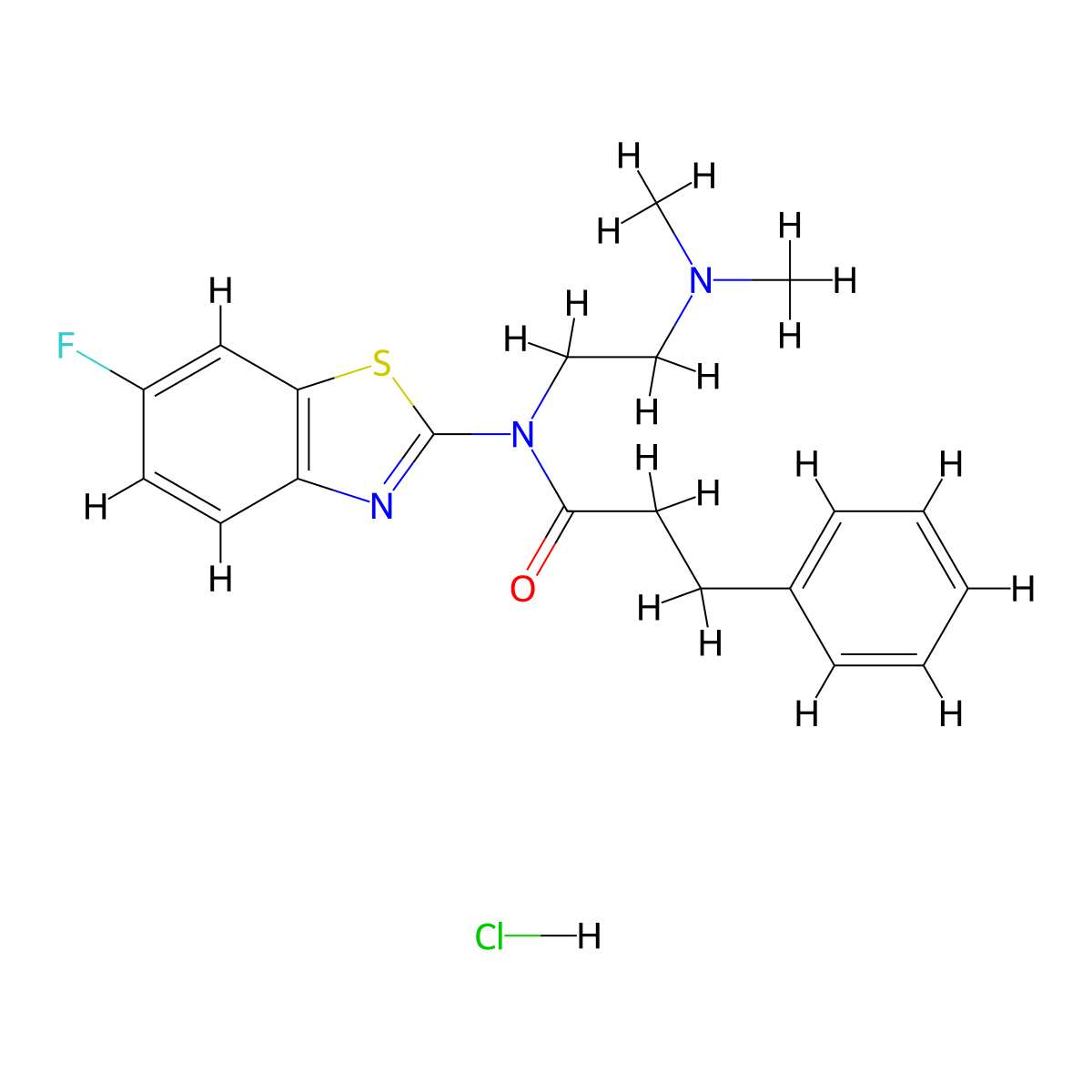 N-(2-(dimethylamino)ethyl)-N-(6-fluorobenzo[d]thiazol-2-yl)-3-phenylpropanamide hydrochloride molecular structure, CAS 1217021-62-9