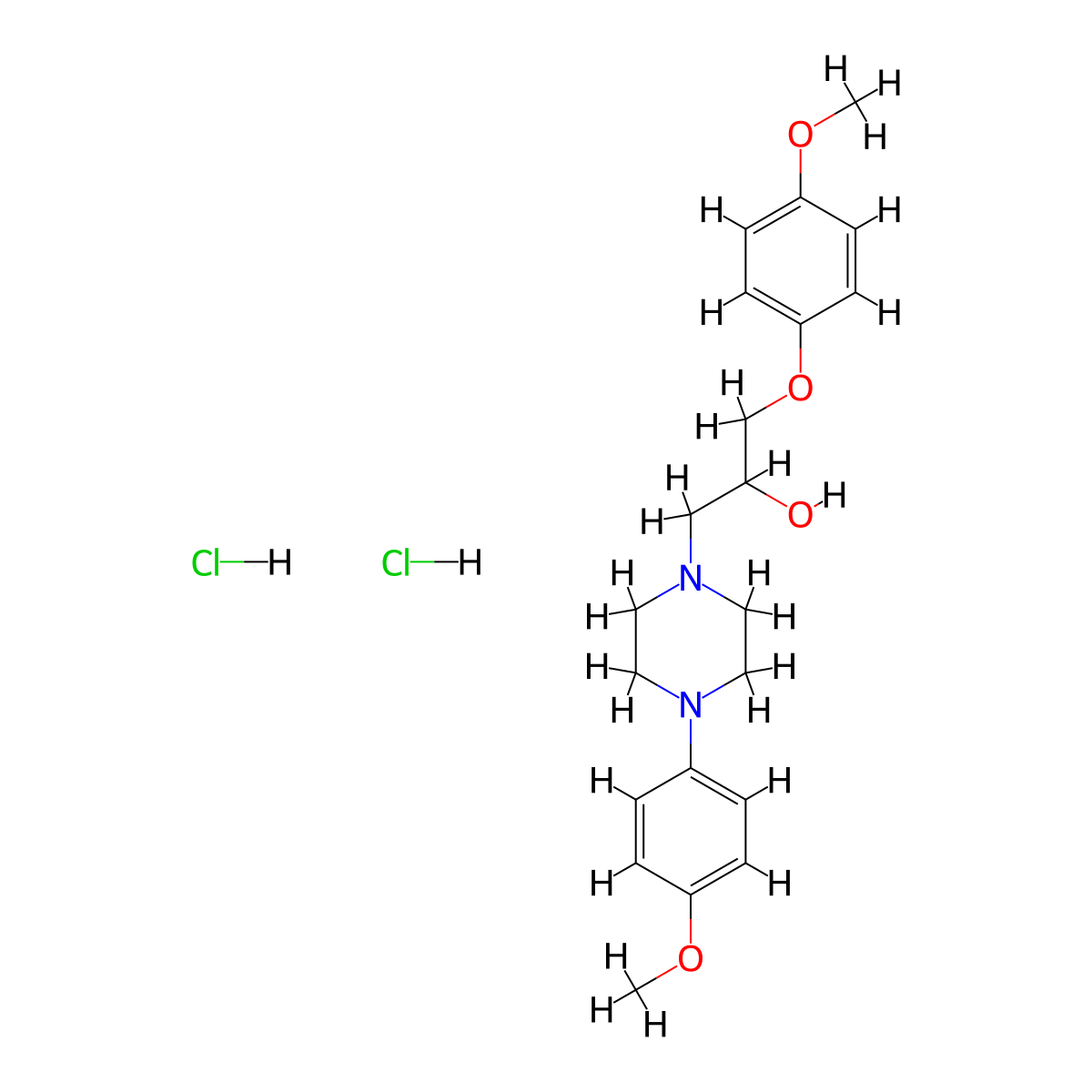1-(4-Methoxyphenoxy)-3-(4-(4-methoxyphenyl)piperazin-1-yl)propan-2-ol dihydrochloride molecular structure, CAS 1217021-88-9