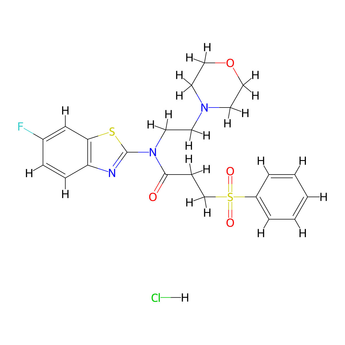 N-(6-fluorobenzo[d]thiazol-2-yl)-N-(2-morpholinoethyl)-3-(phenylsulfonyl)propanamide hydrochloride molecular structure, CAS 1217023-72-7