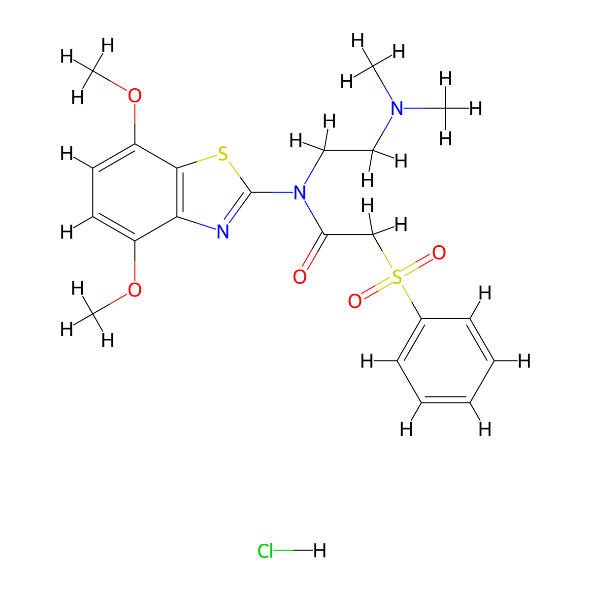 N-(4,7-dimethoxybenzo[d]thiazol-2-yl)-N-(2-(dimethylamino)ethyl)-2-(phenylsulfonyl)acetamide hydrochloride molecular structure, CAS 1217024-10-6