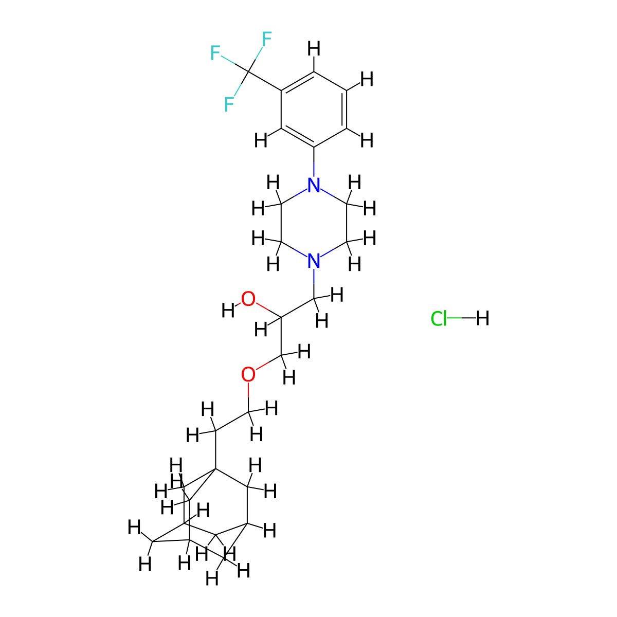 1-[2-(Adamantan-1-yl)ethoxy]-3-{4-[3-(trifluoromethyl)phenyl]piperazin-1-yl}propan-2-ol hydrochloride molecular structure, CAS 1217024-14-0
