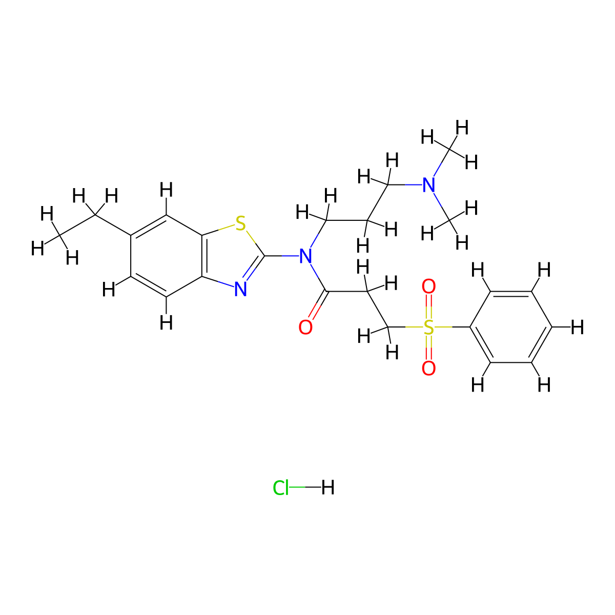 N-(3-(dimethylamino)propyl)-N-(6-ethylbenzo[d]thiazol-2-yl)-3-(phenylsulfonyl)propanamide hydrochloride molecular structure, CAS 1217024-67-3
