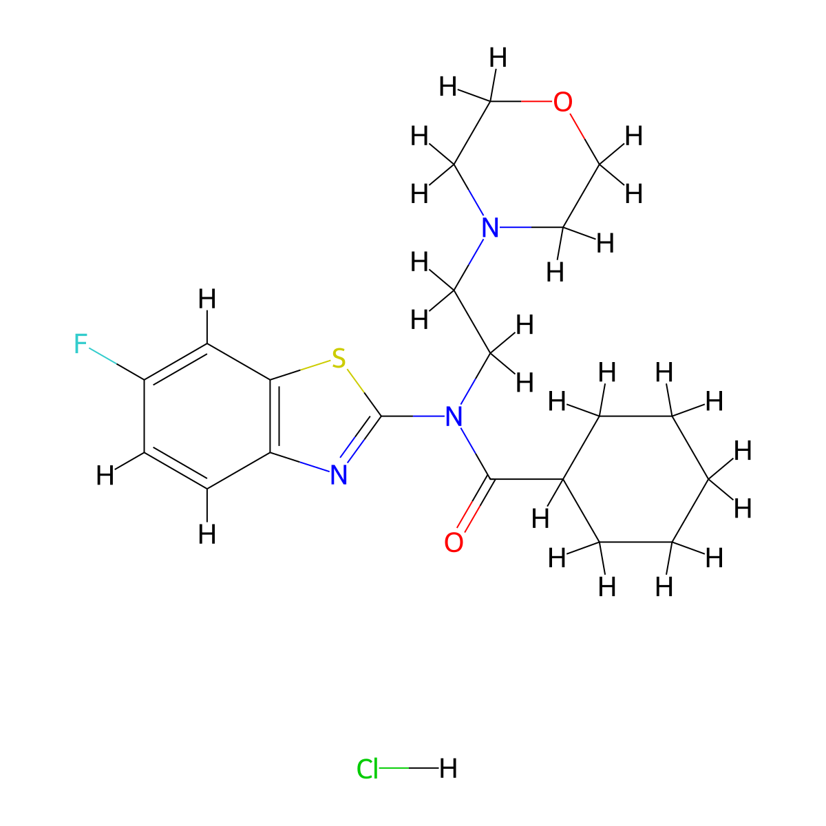 N-(6-fluorobenzo[d]thiazol-2-yl)-N-(2-morpholinoethyl)cyclohexanecarboxamide hydrochloride molecular structure, CAS 1217025-93-8