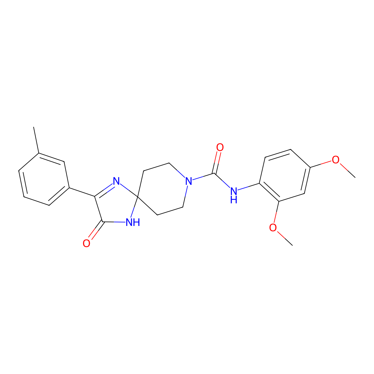 N-(2,4-dimethoxyphenyl)-2-(3-methylphenyl)-3-oxo-1,4,8-triazaspiro[4.5]dec-1-ene-8-carboxamide molecular structure, CAS 1217025-94-9