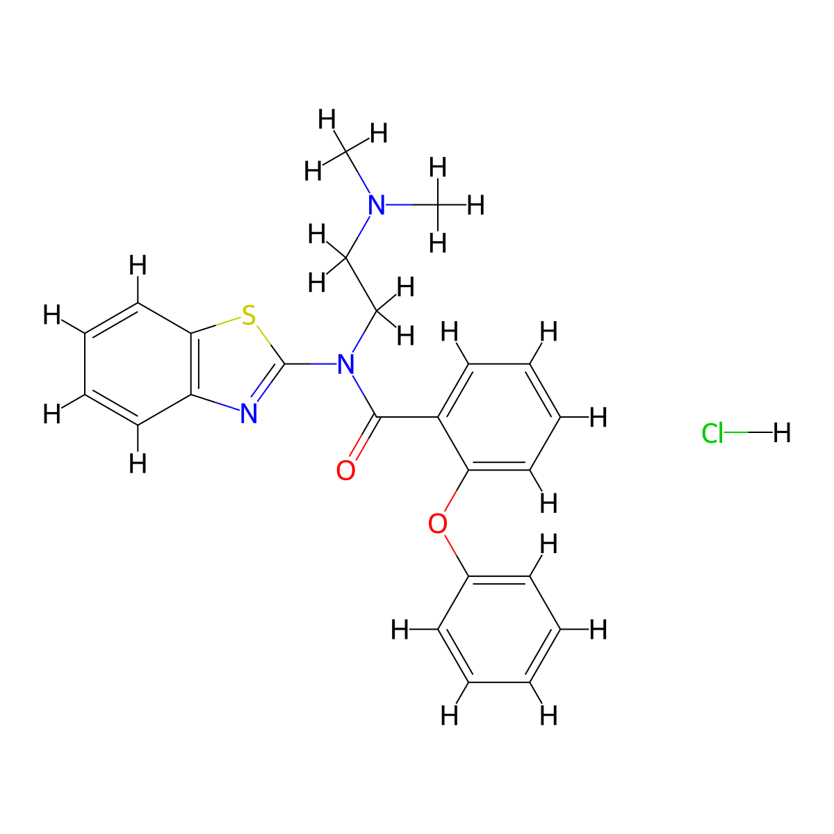 N-(benzo[d]thiazol-2-yl)-N-(2-(dimethylamino)ethyl)-2-phenoxybenzamide hydrochloride molecular structure, CAS 1217026-15-7