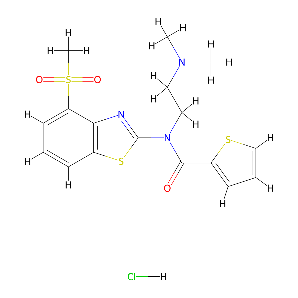 N-(2-(dimethylamino)ethyl)-N-(4-(methylsulfonyl)benzo[d]thiazol-2-yl)thiophene-2-carboxamide hydrochloride molecular structure, CAS 1217026-49-7