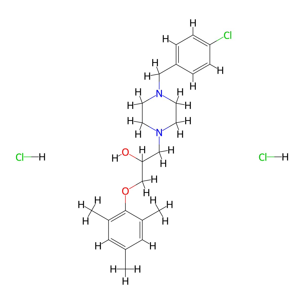 1-{4-[(4-Chlorophenyl)methyl]piperazin-1-YL}-3-(2,4,6-trimethylphenoxy)propan-2-OL dihydrochloride molecular structure, CAS 1217026-73-7