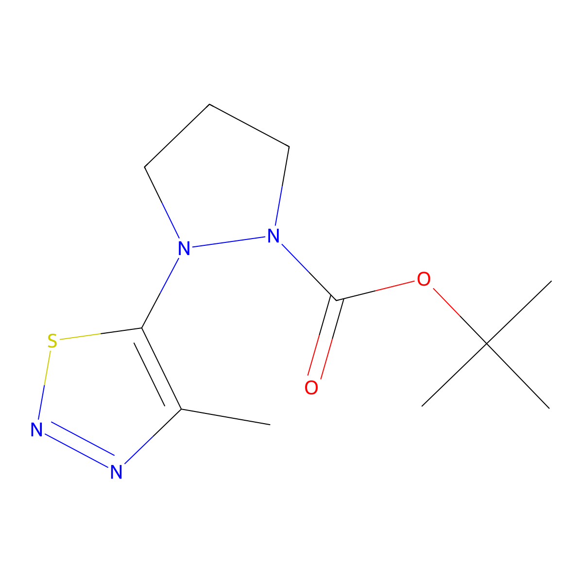 tert-Butyl 2-(4-Methyl-1,2,3-thiadiazol-5-yl)pyrazolidine-1-carboxylate molecular structure, CAS 1217027-69-4