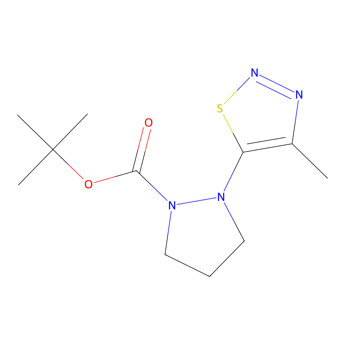 tert-Butyl 2-(4-Methyl-1,2,3-thiadiazol-5-yl)pyrazolidine-1-carboxylate molecular structure, CAS 1217027-69-4