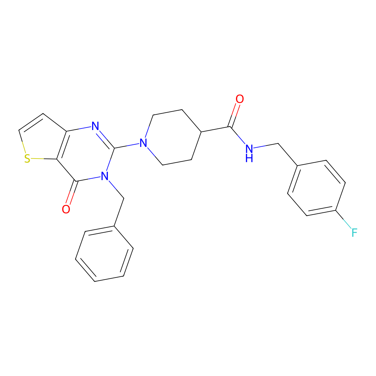 1-{3-benzyl-4-oxo-3H,4H-thieno[3,2-d]pyrimidin-2-yl}-N-[(4-fluorophenyl)methyl]piperidine-4-carboxamide molecular structure, CAS 1217028-19-7