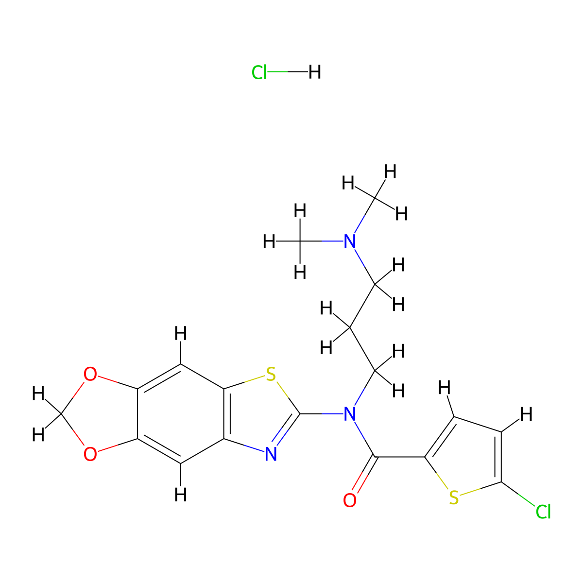 5-chloro-N-[3-(dimethylamino)propyl]-N-{4,6-dioxa-10-thia-12-azatricyclo[7.3.0.0^{3,7}]dodeca-1(9),2,7,11-tetraen-11-yl}thiophene-2-carboxamide hydrochloride molecular structure, CAS 1217029-17-8
