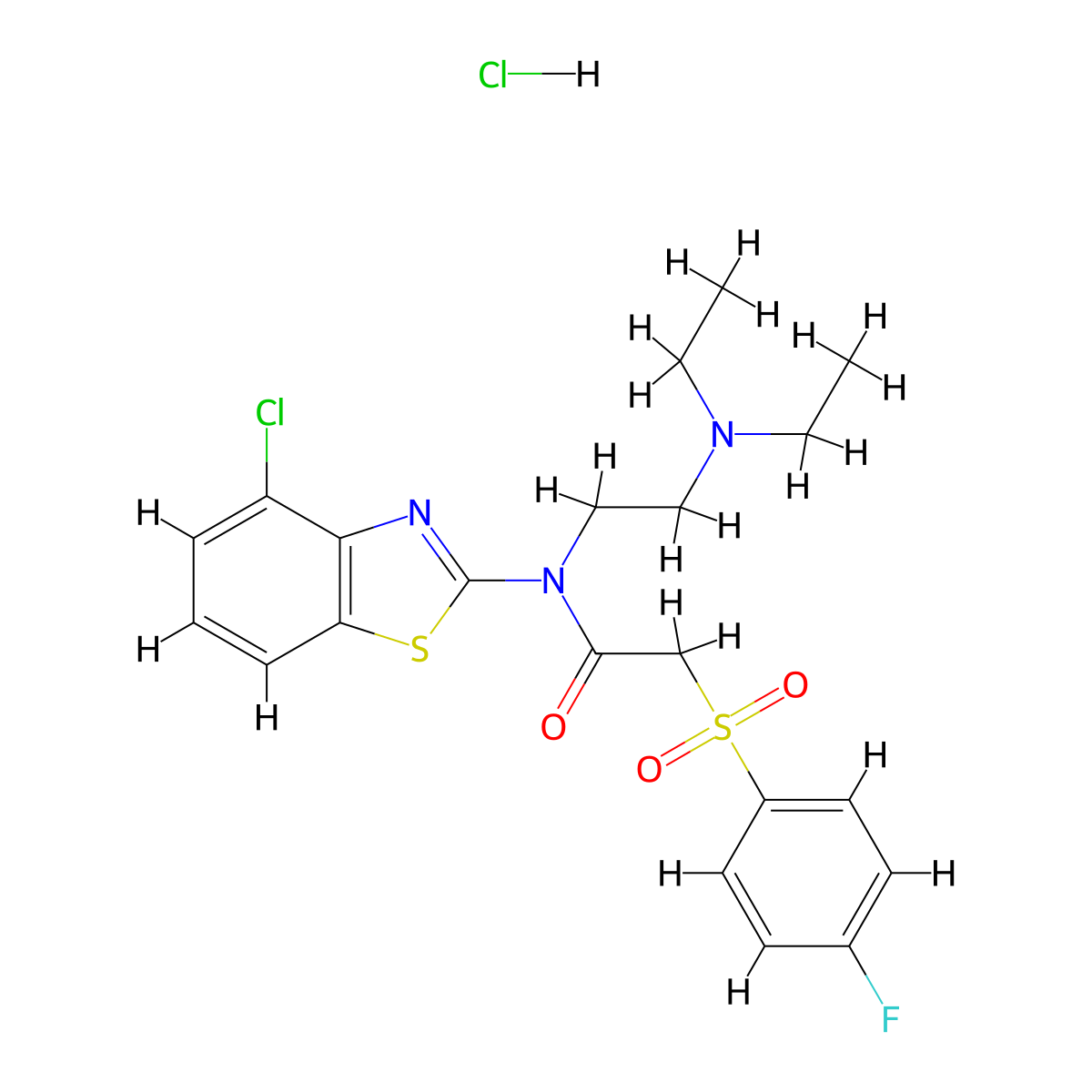 N-(4-chlorobenzo[d]thiazol-2-yl)-N-(2-(diethylamino)ethyl)-2-((4-fluorophenyl)sulfonyl)acetamide hydrochloride molecular structure, CAS 1217030-05-1