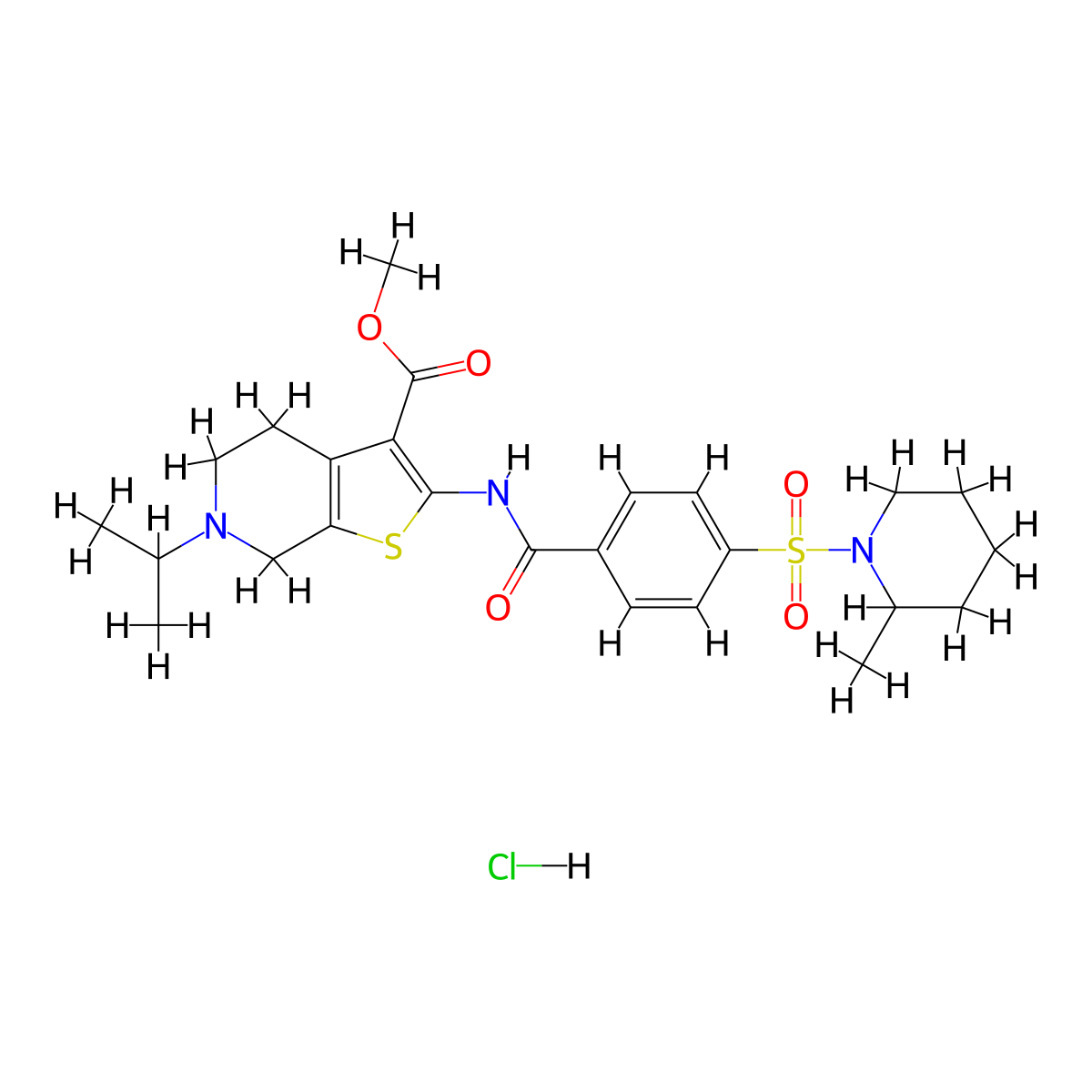 Methyl 6-isopropyl-2-(4-((2-methylpiperidin-1-yl)sulfonyl)benzamido)-4,5,6,7-tetrahydrothieno[2,3-c]pyridine-3-carboxylate hydrochloride molecular structure, CAS 1217031-37-2