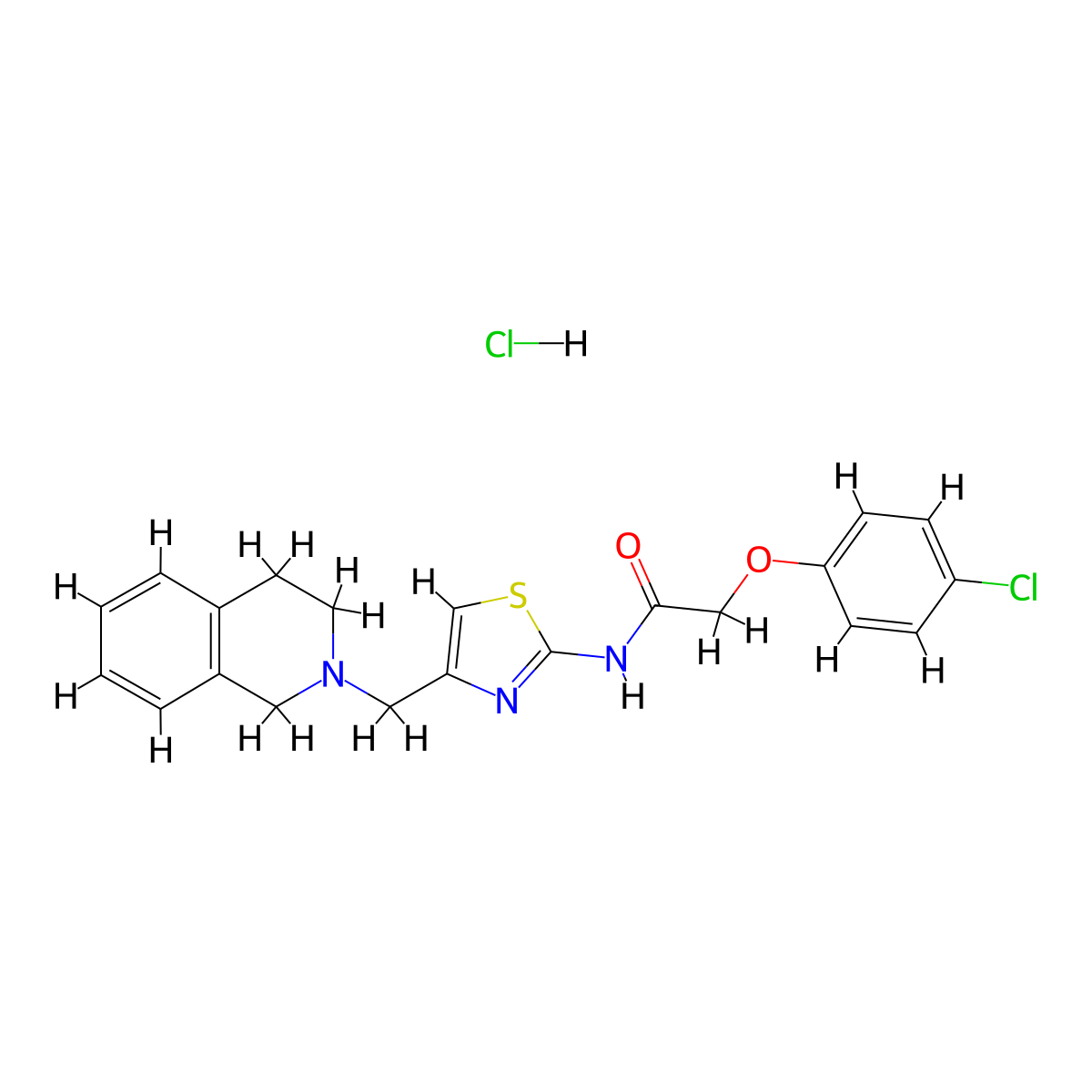 2-(4-chlorophenoxy)-N-(4-((3,4-dihydroisoquinolin-2(1H)-yl)methyl)thiazol-2-yl)acetamide hydrochloride molecular structure, CAS 1217032-73-9