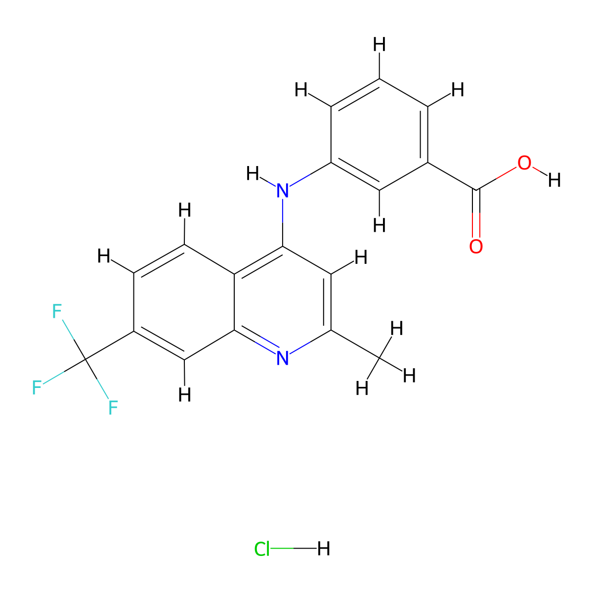 3-((2-Methyl-7-(trifluoromethyl)quinolin-4-yl)amino)benzoic acid hydrochloride molecular structure, CAS 1217033-95-8