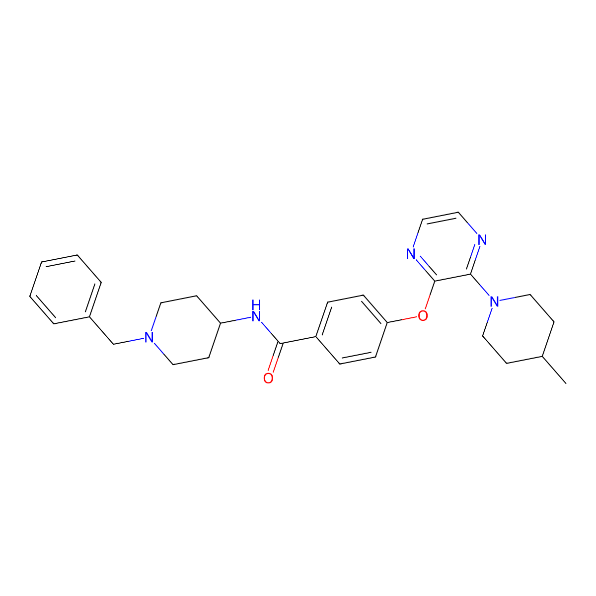 N-(1-benzylpiperidin-4-yl)-4-{[3-(4-methylpiperidin-1-yl)pyrazin-2-yl]oxy}benzamide molecular structure, CAS 1217034-19-9