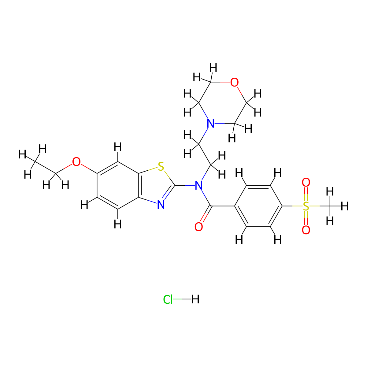 N-(6-ethoxybenzo[d]thiazol-2-yl)-4-(methylsulfonyl)-N-(2-morpholinoethyl)benzamide hydrochloride molecular structure, CAS 1217035-56-7