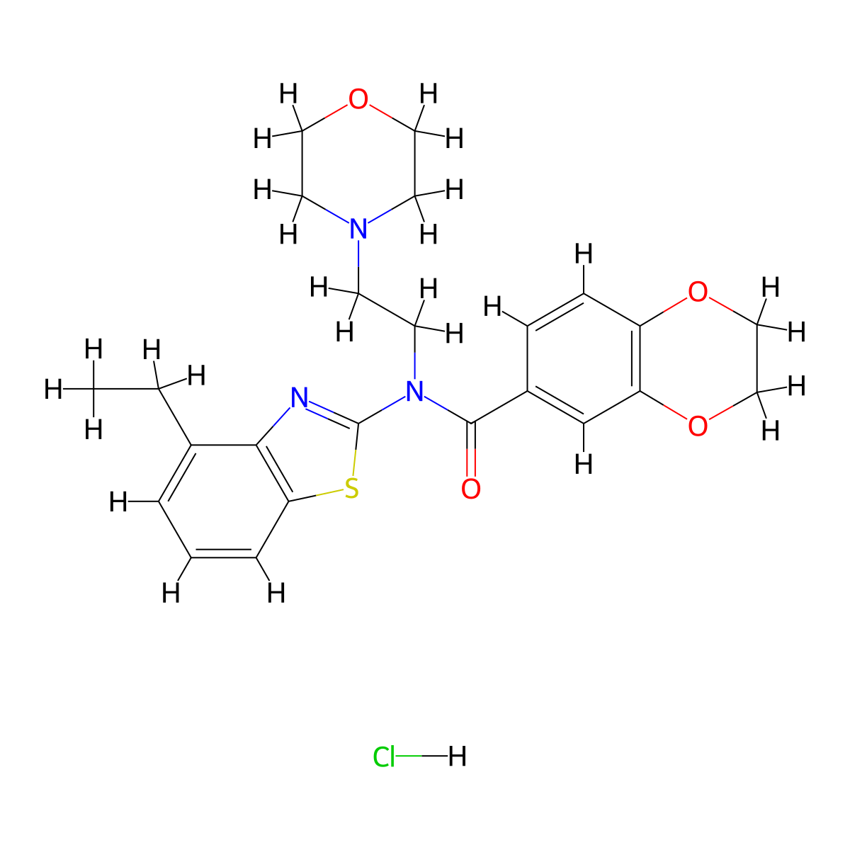 N-(4-ethylbenzo[d]thiazol-2-yl)-N-(2-morpholinoethyl)-2,3-dihydrobenzo[b][1,4]dioxine-6-carboxamide hydrochloride molecular structure, CAS 1217036-17-3