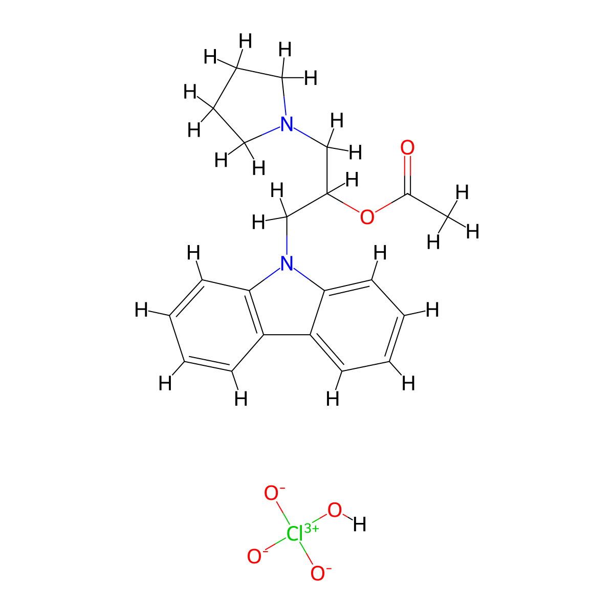 1-(9H-carbazol-9-yl)-3-(pyrrolidin-1-yl)propan-2-yl acetate perchlorate molecular structure, CAS 1217036-24-2