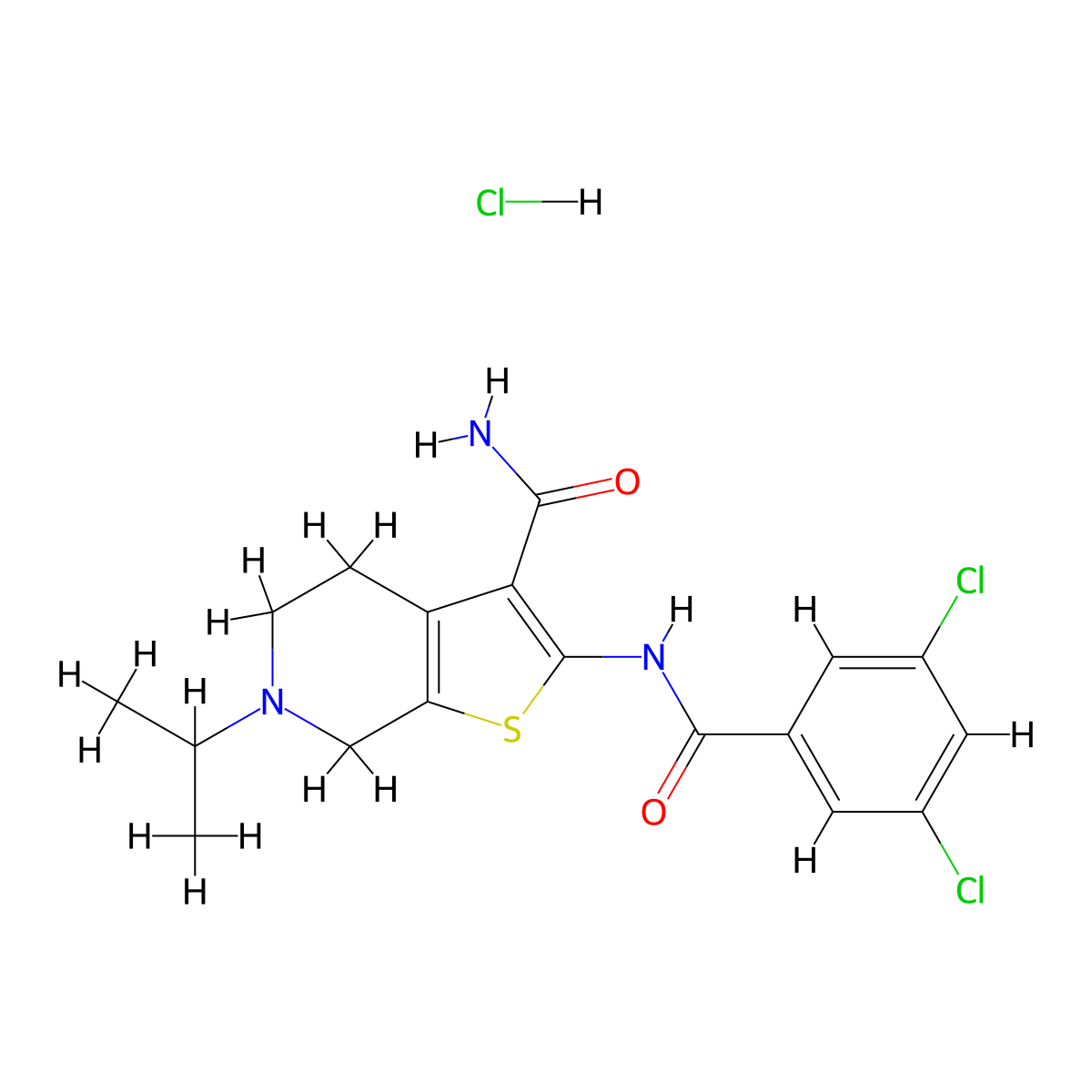 2-(3,5-Dichlorobenzamido)-6-isopropyl-4,5,6,7-tetrahydrothieno[2,3-c]pyridine-3-carboxamide hydrochloride molecular structure, CAS 1217036-34-4