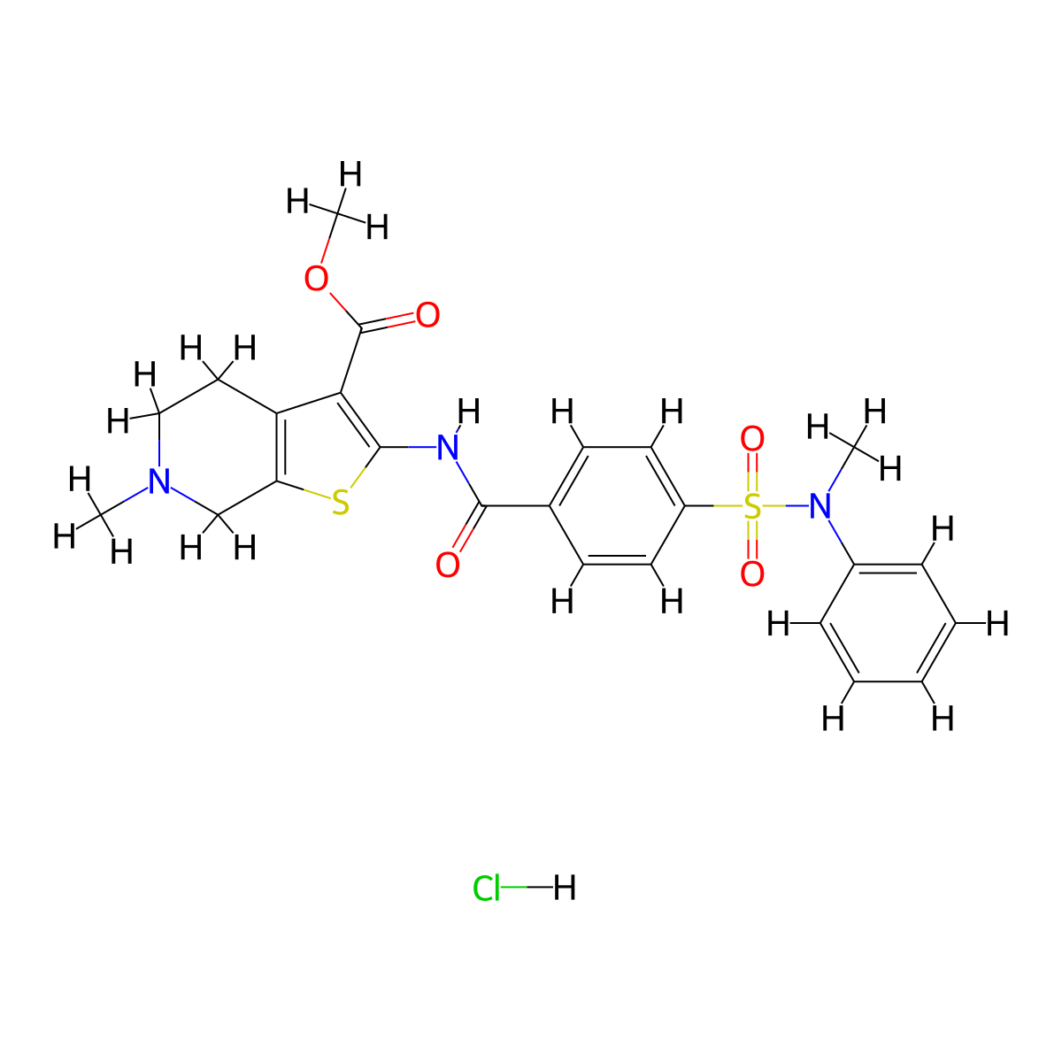 methyl 6-methyl-2-(4-(N-methyl-N-phenylsulfamoyl)benzamido)-4,5,6,7-tetrahydrothieno[2,3-c]pyridine-3-carboxylate hydrochloride molecular structure, CAS 1217036-57-1