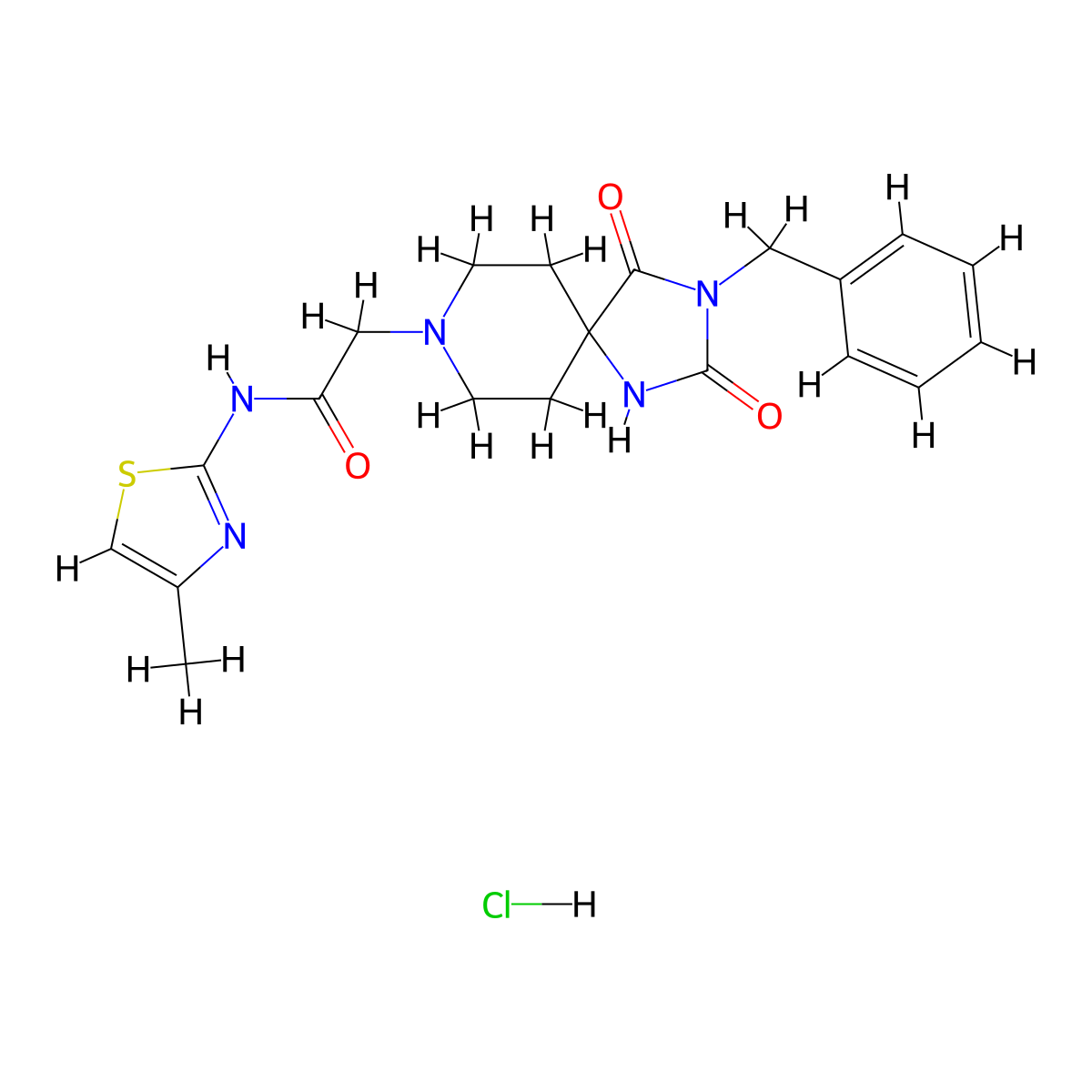 2-(3-benzyl-2,4-dioxo-1,3,8-triazaspiro[4.5]decan-8-yl)-N-(4-methylthiazol-2-yl)acetamide hydrochloride molecular structure, CAS 1217037-52-9