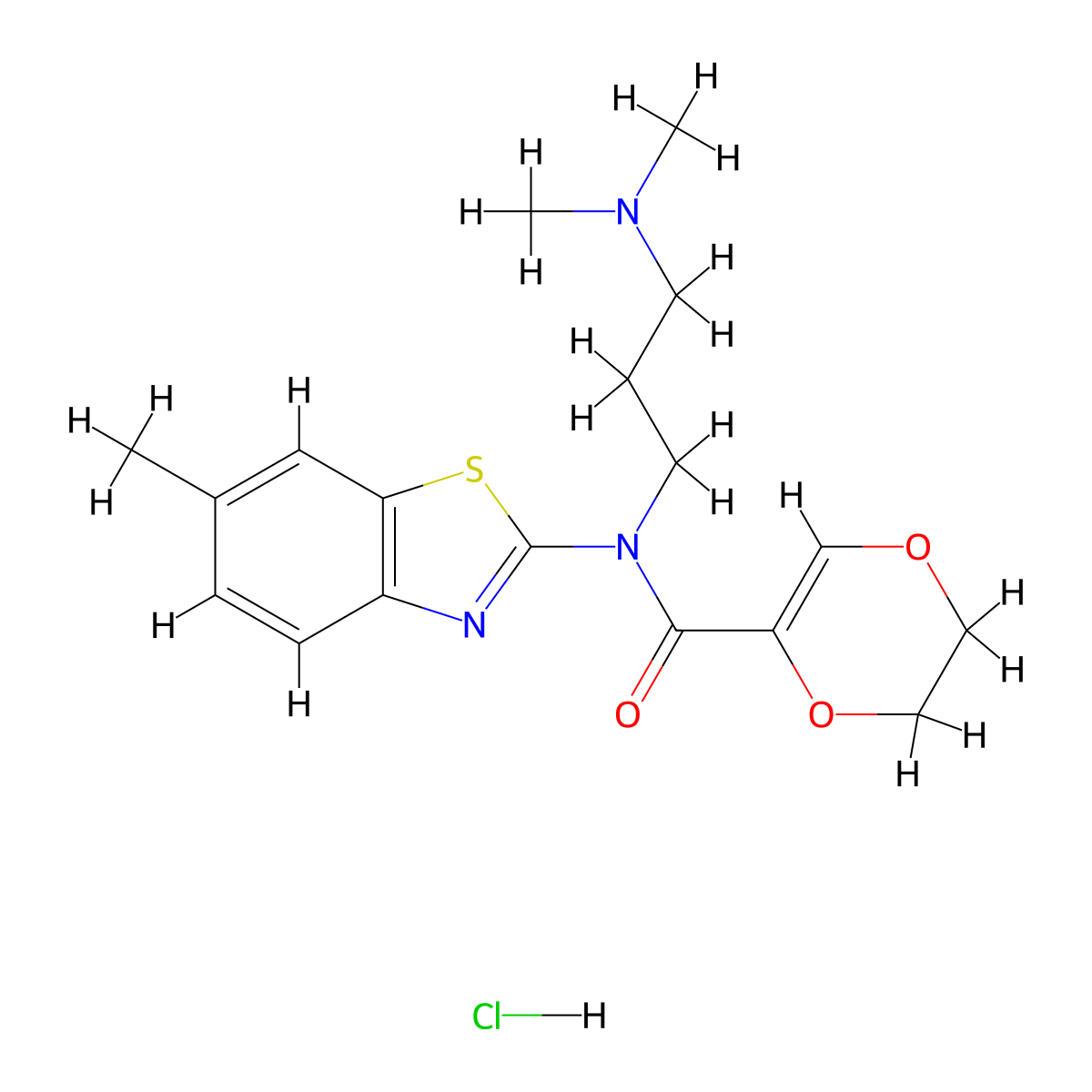 N-(3-(dimethylamino)propyl)-N-(6-methylbenzo[d]thiazol-2-yl)-5,6-dihydro-1,4-dioxine-2-carboxamide hydrochloride molecular structure, CAS 1217037-81-4